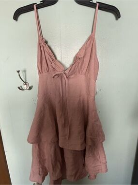 Fig Spirit Romantic Dusty Rose High-Low Spaghetti Strap Dress